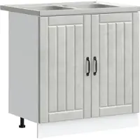 vidaXL Meuble sous-lavabo Lucca, 2 pièces, béton gris, panneau de fibres de bois