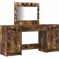 vidaXL Table de maquillage , 3 pièces, marron, 78,5 x 41 x 135 cm, matériau composite en bois