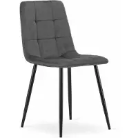 Leobert Chaise - - Kara - Velours Gris Foncé - 44,5 X 50,5 X 87 Cm - Lot De 4