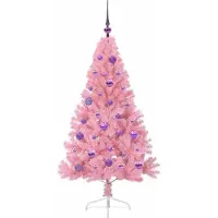 vidaXL Sapin de Noël artificiel pré-éclairé Rose 150 cm PVC