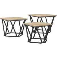 vidaXL Table basse, lot de 3, chêne Sonoma, bois et acier