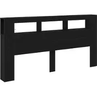vidaXL Tête de lit LED, noire, imitation chêne, matériau composite en bois