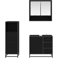 vidaXL Ensemble de meubles de salle de bain , 3 pièces, finition imitation chêne noir, 65 x 33 x 60 cm