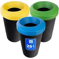 Kadax Poubelles, poubelles, 25 l, pour le tri des déchets, poubelles, 3 pièces