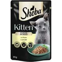 Sheba Kitten sachet 28x85 g nourriture complète humide pour chatons avec morceaux de poulet en sauce
