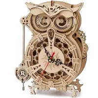 Robotime ROKR puzzle 3D en bois horloge hibou - 21,3 x 12,4 x 25,8 cm, 1 pièce, décoration à la maison, décoration d’étagère,Cadeaux artisanaux pour adultes et adolescents,Jouets éducatifs