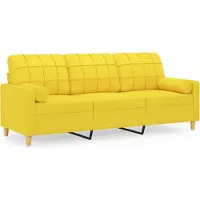 vidaXL Canapé 3 places avec oreillers jaune clair 180 cm tissu