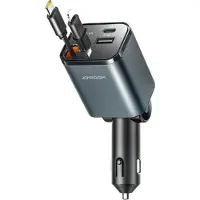 JOYROOM Chargeur de voiture 4-en-1 30 W avec câbles USB-C/Lightning rétractables