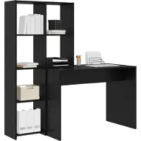 vidaXL Bureau avec étagère, noir aspect chêne, 138,5 x 55 x 143 cm