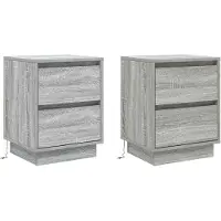 vidaXL Cabinet de chevet avec tiroir avec 2 pcs Gris 39 x 34.5 x 50 cm