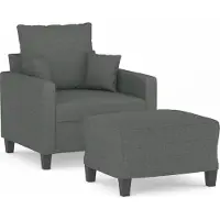 vidaXL Fauteuil avec pouf gris foncé 60 cm Tissu