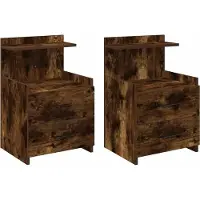 vidaXL Tables de chevet 2 pièces avec 2 tiroirs Chêne fumé 40 x 36,5 x 62 cm