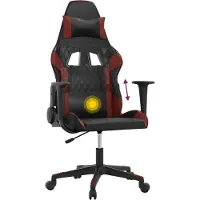 vidaXL Chaise de jeu avec fonction de massage noir et bordeaux similicuir
