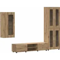 vidaXL Ensemble de meubles TV avec porte FLORIN, 3 pièces, en bois d'ingénierie « chêne artisan »