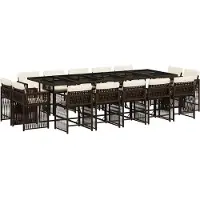 vidaXL Ensemble de jardin 15 pièces avec coussins Marron Poly rotin
