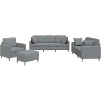 vidaXL Ensemble de canapés 4 pièces avec coussins Tissu gris clair