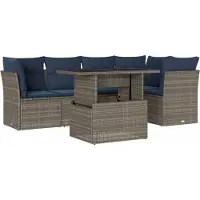 vidaXL Ensemble de 6 canapés de jardin avec coussins, gris, polyrattan