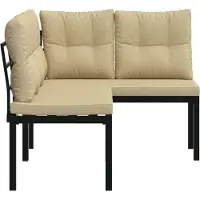 vidaXL Bancs de jardin avec coussins 2 pcs. noir Acier revêtu par poudre