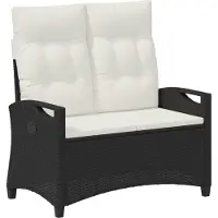 vidaXL Banc de jardin avec coussins Noir et crème 105 x 60 x 112 cm