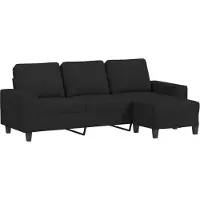 vidaXL Canapé à 3 places avec repose-pieds Noir 180 cm Tissu