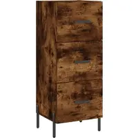 vidaXL Highboard chêne fumé 34,5x34x180 cm bois composite