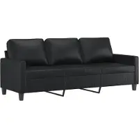 vidaXL Ensemble de canapés 3 pièces avec coussins Noir Similicuir