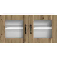 vidaXL Armoire murale en verre PORTO, chêne artisanal, 80 x 31 x 40 cm