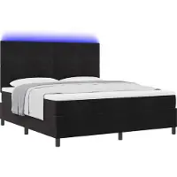 vidaXL Lit boxspring LED avec tête de lit, noir, 180 x 200 cm, velours