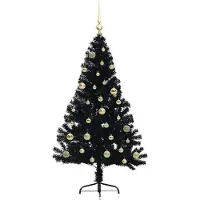 vidaXL Sapin de Noël artificiel pré-éclairé Noir 150 cm PVC