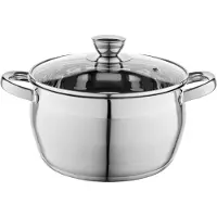 Florina Faitout Inox - - Oliver - 22 Cm - 4,8 L - Couvercle En Verre Trempé