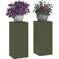 vidaXL Supports pour plantes 2 pcs Vert olive 24 x 24 x 55 cm Acier