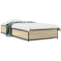 vidaXL Cadre de lit en chêne Sonoma 75x190 cm Bois composite et métal