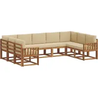 vidaXL Ensemble de canapés d'extérieur avec coussins 9 pièces Nature et Beige