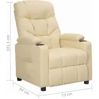 vidaXL Fauteuil relax Tissu Crème