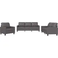 vidaXL Ensemble de canapés 3 pièces avec coussins Gris Similicuir