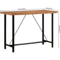 vidaXL Table de bar 150x70x107 cm bois massif acacia et fer