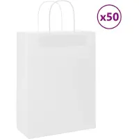 vidaXL Sacs en papier 50 pcs avec poignées blanc 26x12x35 cm