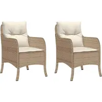 vidaXL Chaises de jardin avec coussins 2 pcs. Beige Poly Rattan