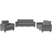vidaXL Ensemble de canapés 3 pièces avec coussins gris foncé Tissu microfibre