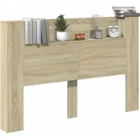 vidaXL Tête de lit avec rangement , LED, bois d'ingénierie chêne Sonoma