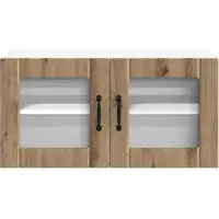 vidaXL Armoire murale en verre LUCCA, chêne artisanal, 80 x 31 x 40 cm
