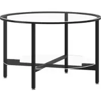 vidaXL Table à thé Noir et transparent 70 cm Verre trempé