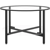 vidaXL Table à thé Noir et transparent 70 cm Verre trempé