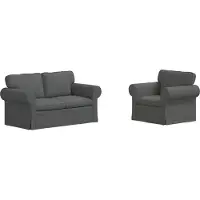 vidaXL Ensemble de canapés, 2 pièces, gris foncé, revêtement en tissu