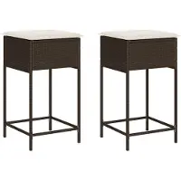 vidaXL Tabouret de bar de jardin avec coussin 2 pcs. Marron Poly rotin