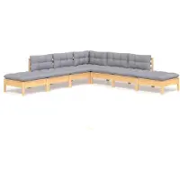 vidaXL Ensemble de salon de jardin 7 pièces avec coussins gris en pin