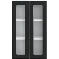 vidaXL Armoire murale en verre PORTO, noire, 60 x 31 x 100 cm, aggloméré