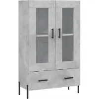 vidaXL Highboard gris béton 69,5x31x115 cm Bois composite