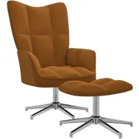 vidaXL Fauteuil relax avec pouf brun velours