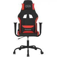 vidaXL Chaise de jeu avec fonction de massage Noir et rouge Tissu